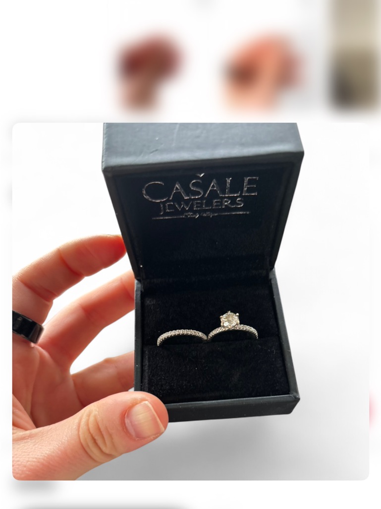 0.81 Carrot Diamond Engagement Ring Set - White